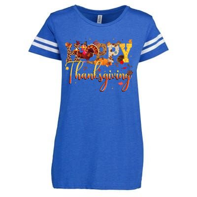 Cute Happy Thanksgiving Turkey Day Fall Autumn Family Dinner Enza Ladies Jersey Football T-Shirt