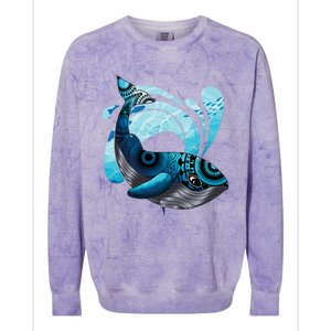 Cute Hawaiian Tribal Whale Activisgift Save The Whales Funny Gift Colorblast Crewneck Sweatshirt