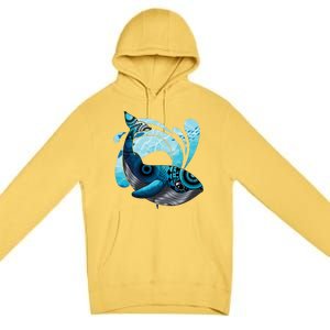 Cute Hawaiian Tribal Whale Activisgift Save The Whales Funny Gift Premium Pullover Hoodie