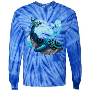 Cute Hawaiian Tribal Whale Activisgift Save The Whales Funny Gift Tie-Dye Long Sleeve Shirt