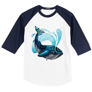 Cute Hawaiian Tribal Whale Activisgift Save The Whales Funny Gift Baseball Sleeve Shirt