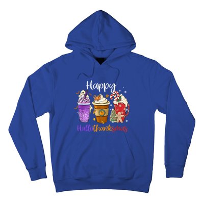 Coffee Halloween Thanksgiving Christmas Happy Hallothanksmas Gift Hoodie