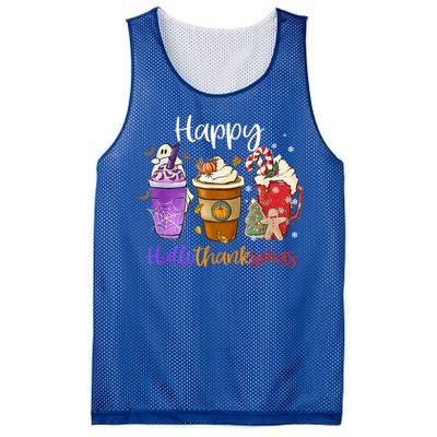 Coffee Halloween Thanksgiving Christmas Happy Hallothanksmas Gift Mesh Reversible Basketball Jersey Tank