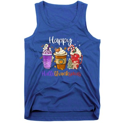 Coffee Halloween Thanksgiving Christmas Happy Hallothanksmas Gift Tank Top