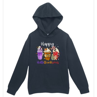 Coffee Halloween Thanksgiving Christmas Happy Hallothanksmas Gift Urban Pullover Hoodie