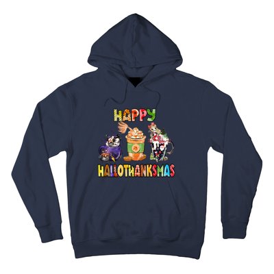 Coffee Halloween Thanksgiving Christmas Happy Hallothanksmas Hoodie