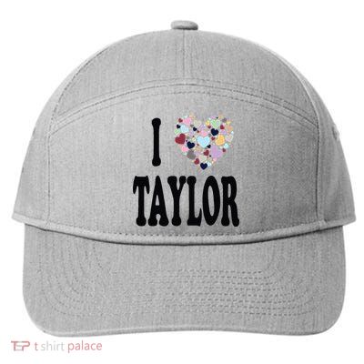Colorful Heart Taylor First Name Girl I Love Taylor 7-Panel Snapback Hat