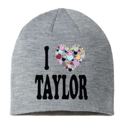 Colorful Heart Taylor First Name Girl I Love Taylor Sustainable Beanie