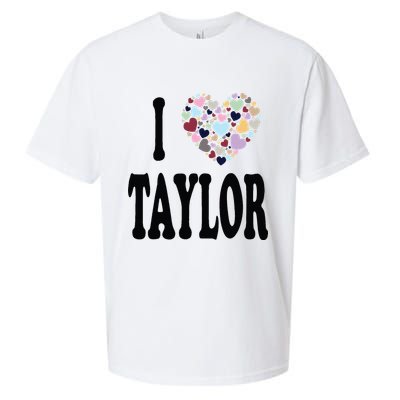 Colorful Heart Taylor First Name Girl I Love Taylor Sueded Cloud Jersey T-Shirt