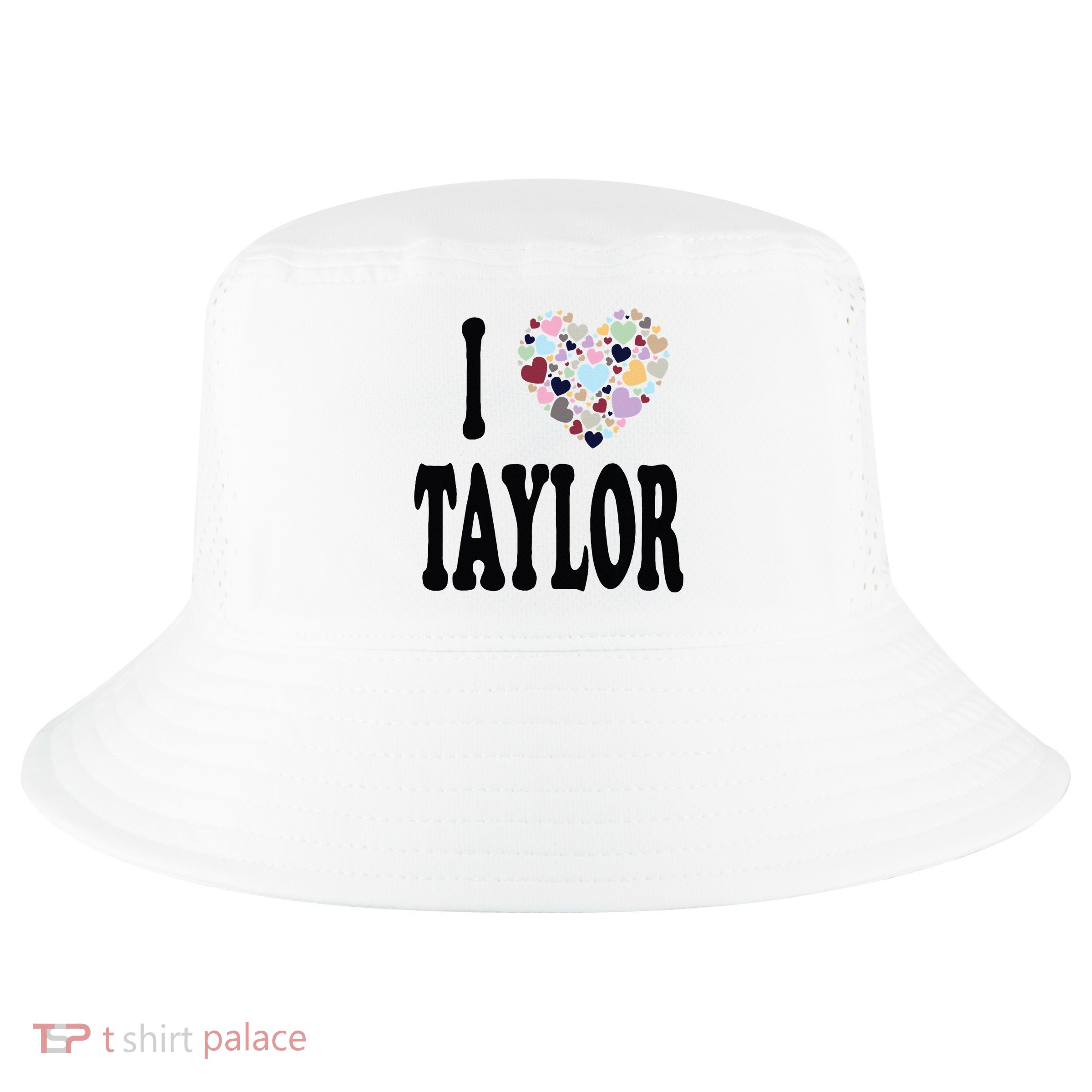 Colorful Heart Taylor First Name Girl I Love Taylor Cool Comfort Performance Bucket Hat