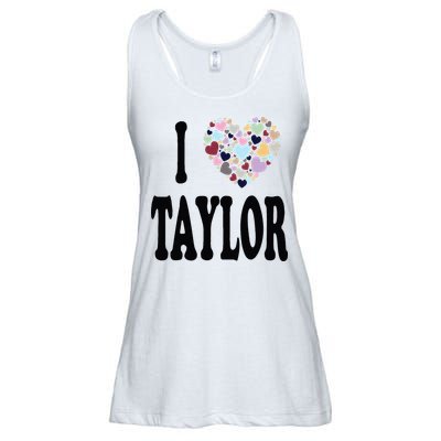 Colorful Heart Taylor First Name Girl I Love Taylor Ladies Essential Flowy Tank