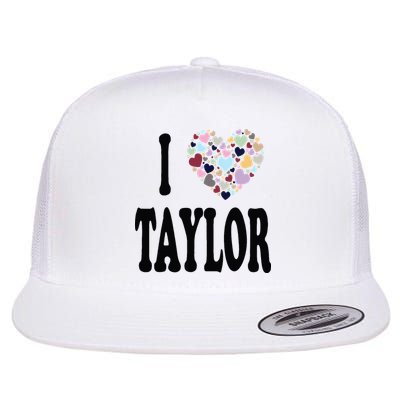 Colorful Heart Taylor First Name Girl I Love Taylor Flatbill Hat