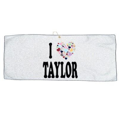 Colorful Heart Taylor First Name Girl I Love Taylor Large Microfiber Waffle Golf Towel