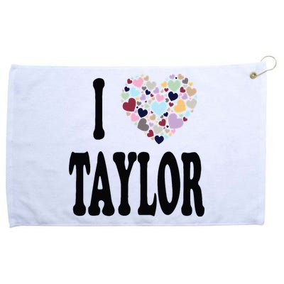 Colorful Heart Taylor First Name Girl I Love Taylor Grommeted Golf Towel