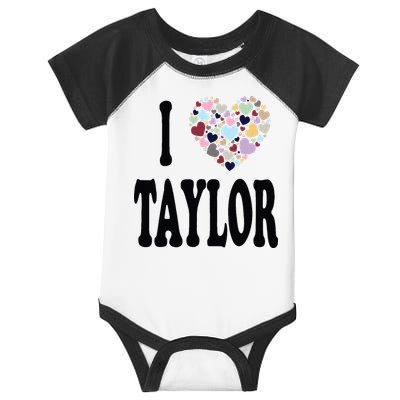 Colorful Heart Taylor First Name Girl I Love Taylor Infant Baby Jersey Bodysuit
