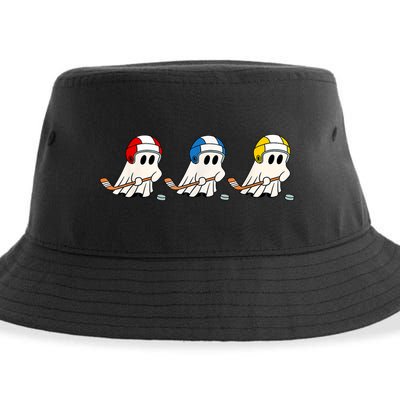 Cute Halloween Trick Or Treat Hockey Cute Ghost Funny Ice Hockey Gift Sustainable Bucket Hat