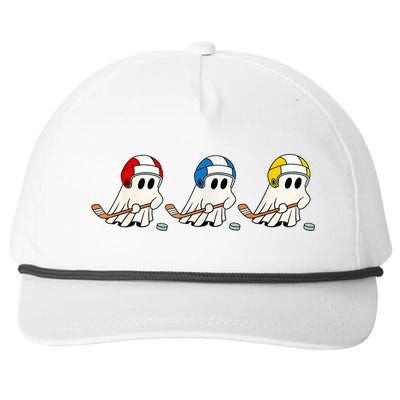 Cute Halloween Trick Or Treat Hockey Cute Ghost Funny Ice Hockey Gift Snapback Five-Panel Rope Hat