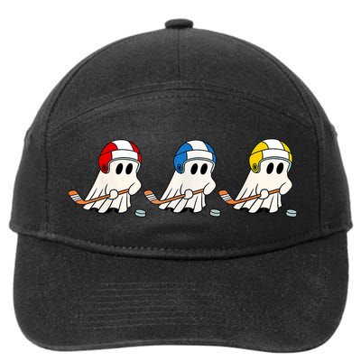 Cute Halloween Trick Or Treat Hockey Cute Ghost Funny Ice Hockey Gift 7-Panel Snapback Hat