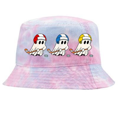 Cute Halloween Trick Or Treat Hockey Cute Ghost Funny Ice Hockey Gift Tie-Dyed Bucket Hat