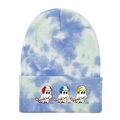 Cute Halloween Trick Or Treat Hockey Cute Ghost Funny Ice Hockey Gift Tie Dye 12in Knit Beanie