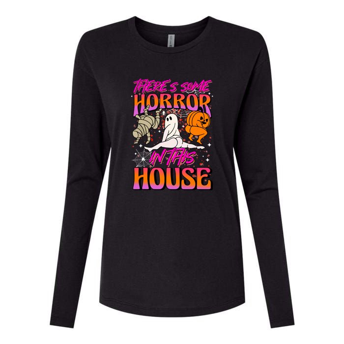 Cute Halloween Theres Some Horrors In This House Ghost Pumpkin Gift  Womens Cotton Relaxed Long Sleeve T-Shirt