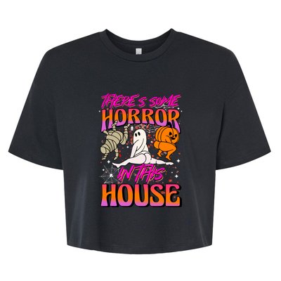 Cute Halloween Theres Some Horrors In This House Ghost Pumpkin Gift  Bella+Canvas Jersey Crop Tee