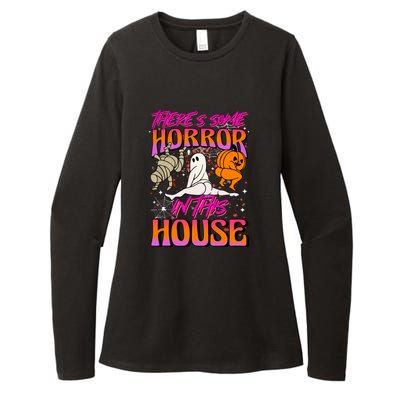 Cute Halloween Theres Some Horrors In This House Ghost Pumpkin Gift  Womens CVC Long Sleeve Shirt