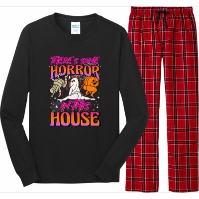 Cute Halloween Theres Some Horrors In This House Ghost Pumpkin Gift  Long Sleeve Pajama Set