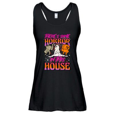 Cute Halloween Theres Some Horrors In This House Ghost Pumpkin Gift  Ladies Essential Flowy Tank