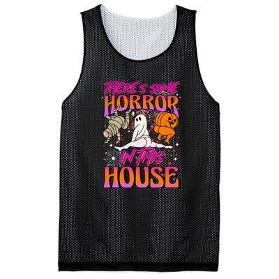 Cute Halloween Theres Some Horrors In This House Ghost Pumpkin Gift  Mesh Reversible Basketball Jersey Tank