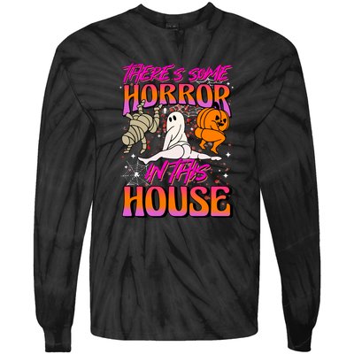 Cute Halloween Theres Some Horrors In This House Ghost Pumpkin Gift  Tie-Dye Long Sleeve Shirt