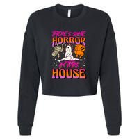 Cute Halloween Theres Some Horrors In This House Ghost Pumpkin Gift  Cropped Pullover Crew