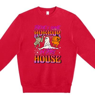 Cute Halloween Theres Some Horrors In This House Ghost Pumpkin Gift  Premium Crewneck Sweatshirt