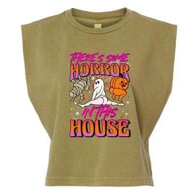 Cute Halloween Theres Some Horrors In This House Ghost Pumpkin Gift  Garment-Dyed Women's Muscle Tee