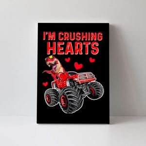 Crush Hearts T Rex Monster Truck Boy Valentines Day Canvas