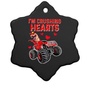 Crush Hearts T Rex Monster Truck Boy Valentines Day Ceramic Star Ornament