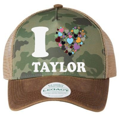 Colorful Heart Taylor First Name Girl I Love Taylor Legacy Tie Dye Trucker Hat