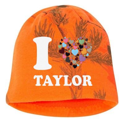 Colorful Heart Taylor First Name Girl I Love Taylor Kati - Camo Knit Beanie