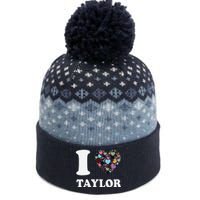 Colorful Heart Taylor First Name Girl I Love Taylor The Baniff Cuffed Pom Beanie