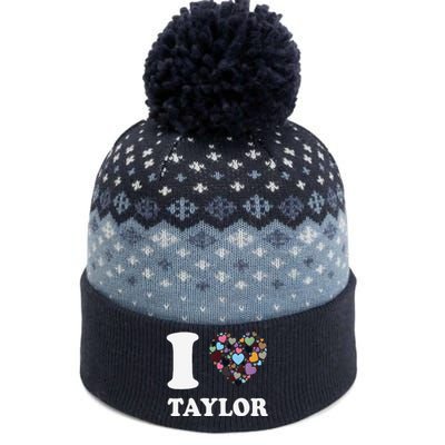 Colorful Heart Taylor First Name Girl I Love Taylor The Baniff Cuffed Pom Beanie