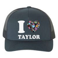 Colorful Heart Taylor First Name Girl I Love Taylor Yupoong Adult 5-Panel Trucker Hat