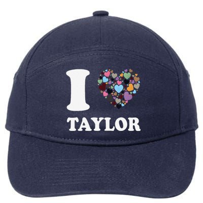 Colorful Heart Taylor First Name Girl I Love Taylor 7-Panel Snapback Hat