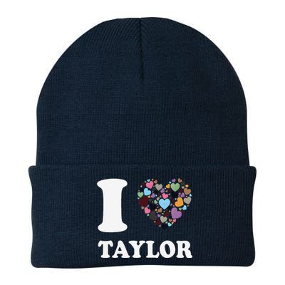 Colorful Heart Taylor First Name Girl I Love Taylor Knit Cap Winter Beanie