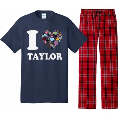 Colorful Heart Taylor First Name Girl I Love Taylor Pajama Set