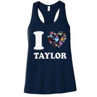 Colorful Heart Taylor First Name Girl I Love Taylor Women's Racerback Tank