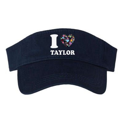 Colorful Heart Taylor First Name Girl I Love Taylor Valucap Bio-Washed Visor