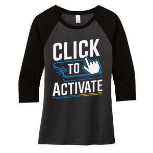 Click Here To Activate Your Inner Nerd Geeks Women's Tri-Blend 3/4-Sleeve Raglan Shirt