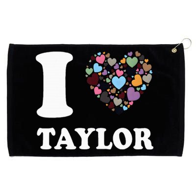 Colorful Heart Taylor First Name Girl I Love Taylor Grommeted Golf Towel