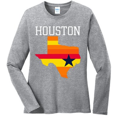 Classic Houston Texas Souvenir Ladies Long Sleeve Shirt