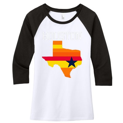 Classic Houston Texas Souvenir Women's Tri-Blend 3/4-Sleeve Raglan Shirt